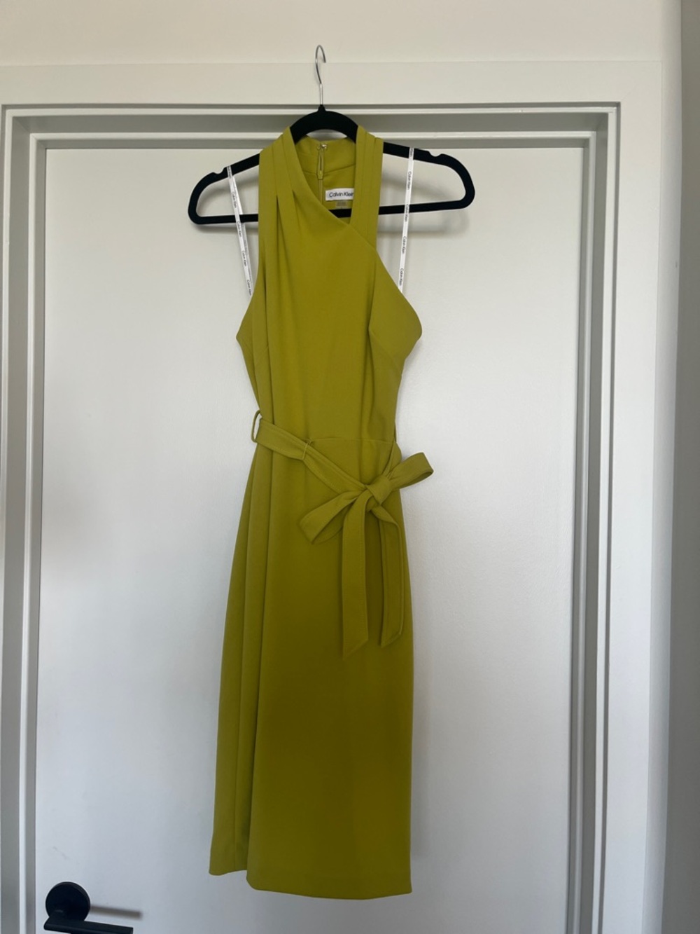 Calvin Klein Halter Midi Dress with Tie Belt